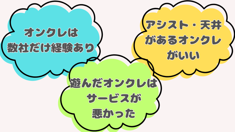 使ったオンクレのサービスが悪かったから違うオンクレを探してて、できればアシスト・天井(獲得保証)がほしい!